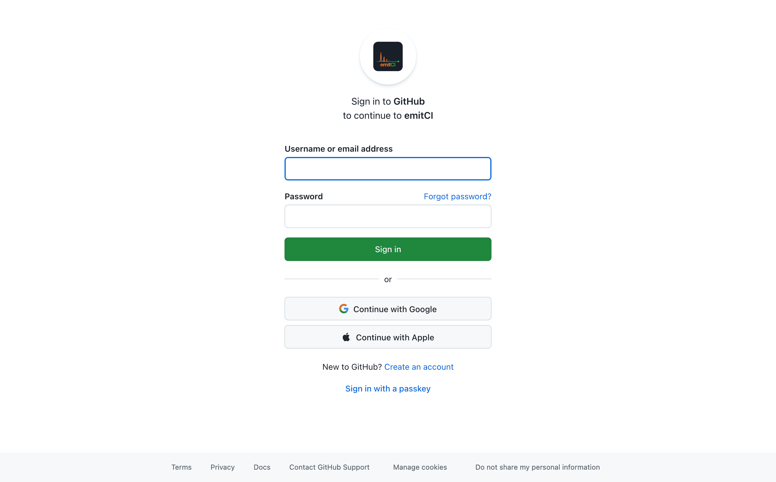 EmitCI login page